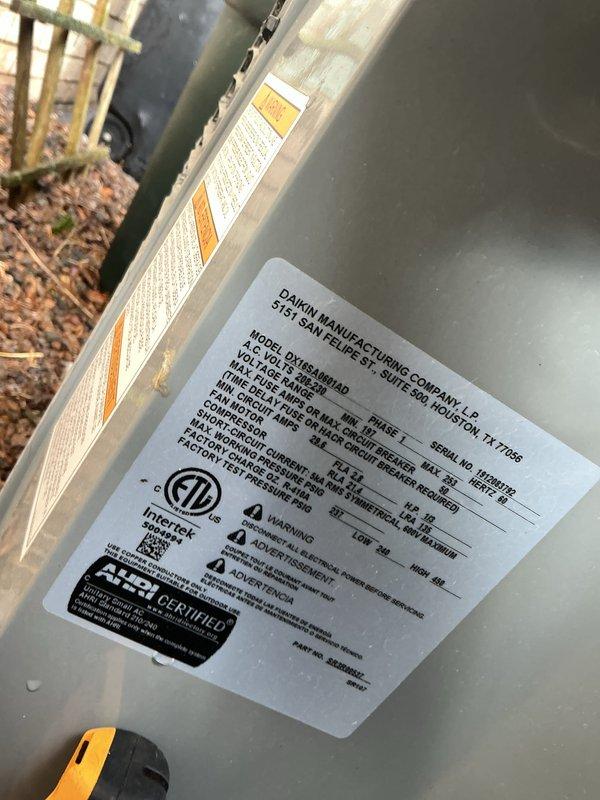 Completed comprehensive Gold AC inspection on 6-year-old Daikin DX18MSUAH system with air handler located in basement. Inspected outdoor condenser unit and indoor air handler/coil assembly, verified all components operating within normal parameters, and documented equipment condition with photographic records. Advised customer to maintain clear area around condenser unit free of debris and animal waste for optimal system performance.