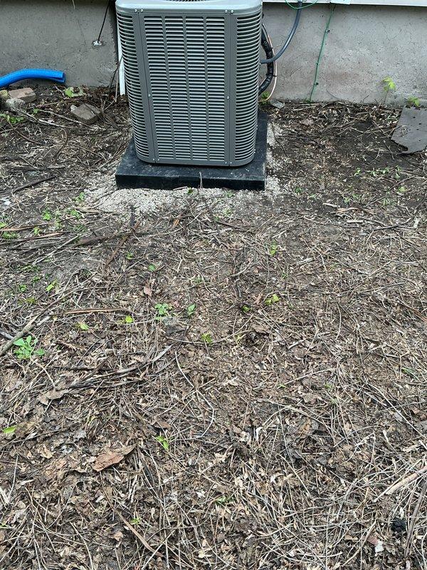 Completed full HVAC system installation including new outdoor air conditioning condenser unit and indoor evaporator coil. Positioned condenser unit on composite pad against exterior wall with proper clearances, installed electrical conduit and refrigerant line sets running from outdoor unit to indoor coil location in basement. Indoor evaporator coil installed in existing ductwork system with appropriate connections to air handler. Performed system startup, verified proper refrigerant charge levels, tested electrical connections, and confirmed all operational parameters met manufacturer specifications. All components functioning correctly with proper airflow and temperature differential across coil. Permit documentation submitted and financing paperwork processed through electronic signature platform for customer approval.