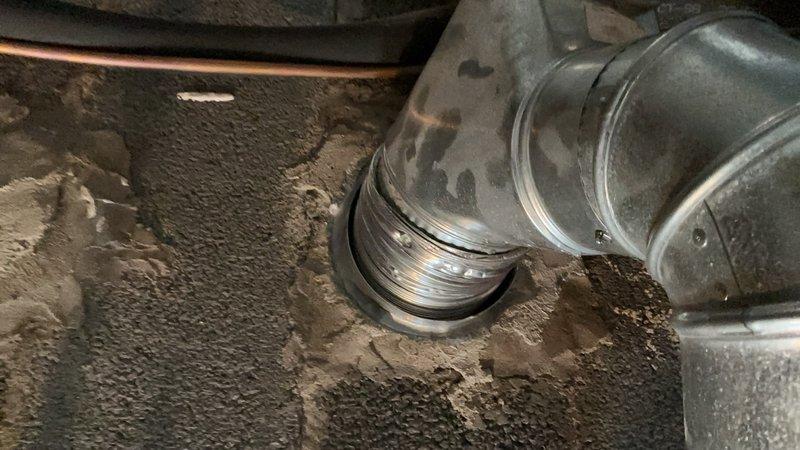 Responded to service call for wind-damaged furnace venting system. Performed diagnostic evaluation of over 10-year-old furnace unit located in basement and assessed compromised vent piping from furnace to chimney termination. Replaced damaged B-vent connector pipe and ductwork sections that had sustained weather-related deterioration, ensuring proper draft and safe exhaust ventilation. Verified all connections were secure, tested system operation, and confirmed compliance with venting standards for continued safe furnace operation.