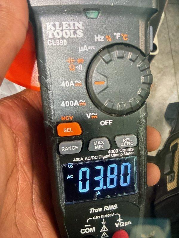 Performed AC system startup and diagnostics on HVAC unit. Measured evaporator coil temperature at 63.6°F and verified proper amperage draw of 3.80 amps using clamp meter. Provided replacement air filter for unit as requested to ensure optimal airflow and system efficiency.