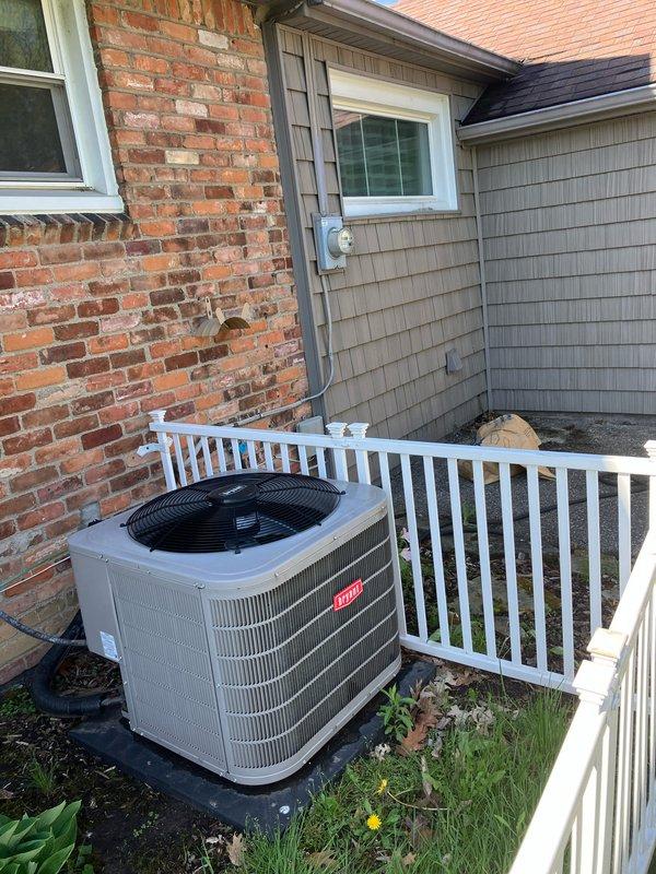 Conducted full system estimate for HVAC installation in attached garage being converted to living space. Assessed existing outdoor Bryant condenser unit and electrical infrastructure, photographed current system configuration including meter location and conduit routing on brick and vinyl exterior, and evaluated structural considerations for extending heating and cooling capacity to the new living area.