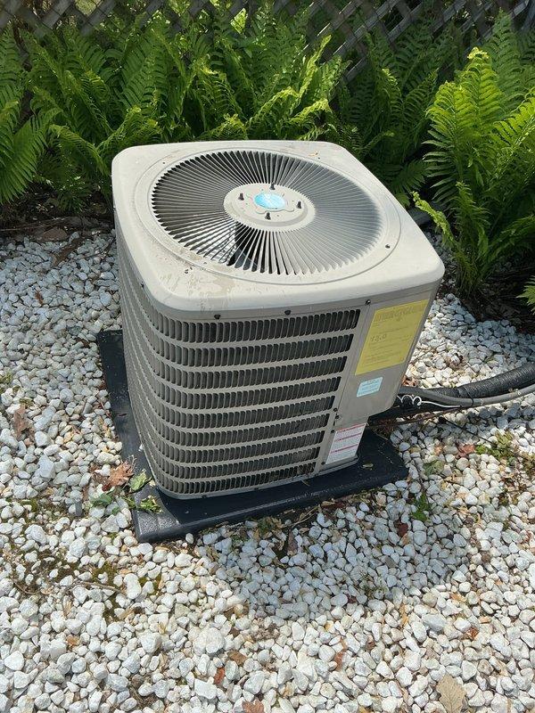 Completed annual AC inspection and tune-up on 4-year-old residential split system with basement evaporator coil. Outdoor condenser unit operating within normal parameters; inspected fan assembly, condenser coils, electrical connections, and refrigerant levels with all components functioning properly at time of service.