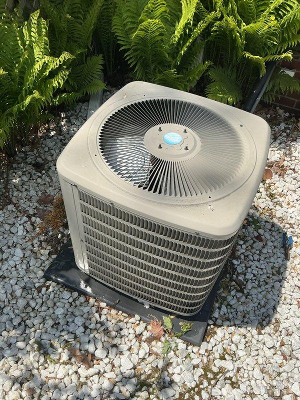 Completed annual AC inspection and tune-up on 4-year-old residential split system with basement evaporator coil. Outdoor condenser unit operating within normal parameters; inspected fan assembly, condenser coils, electrical connections, and refrigerant levels with all components functioning properly at time of service.