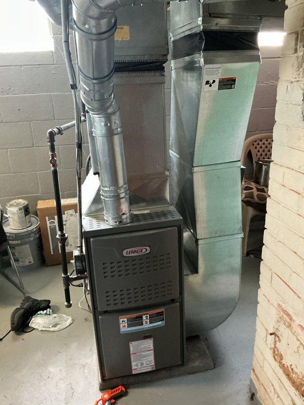 Completed routine preventive maintenance tune-up on an 8-year-old Lennox furnace located in the basement. Performed comprehensive inspection of all system components including heat exchanger, burner assembly, blower motor, and integrated humidification system. All equipment found to be operating within normal parameters with no deficiencies noted.