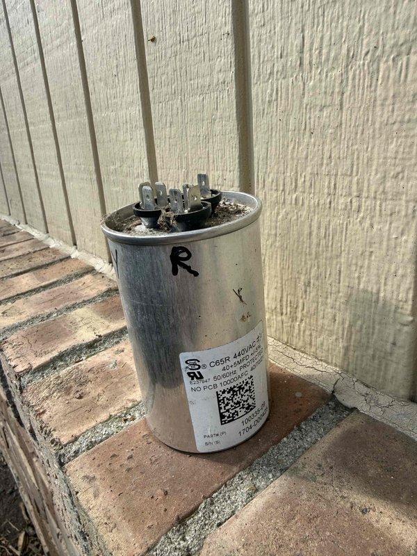 Completed Gold Furnace Inspection on first-floor unit. Replaced failed HVAC capacitor with new Totaline P291-4054RS model due to visible corrosion and deterioration on terminals. Verified all electrical connections, secured wiring bundles, and confirmed proper operation of contactor and control panel components upon system startup.