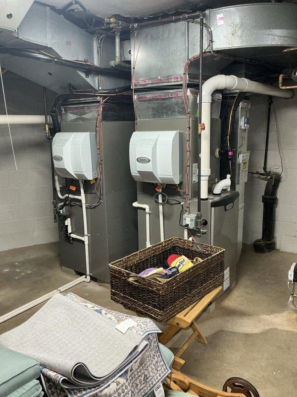 Responded to service call for thermostat and heating issues on two-year-old furnace system located in basement. Performed comprehensive diagnostic evaluation of all thermostats and heating system operation to verify proper communication and temperature control functionality. Inspected furnace components, tested heating cycles, checked thermostat wiring and programming settings, and verified system was achieving proper temperature setpoints throughout the home to ensure complete heating system performance.