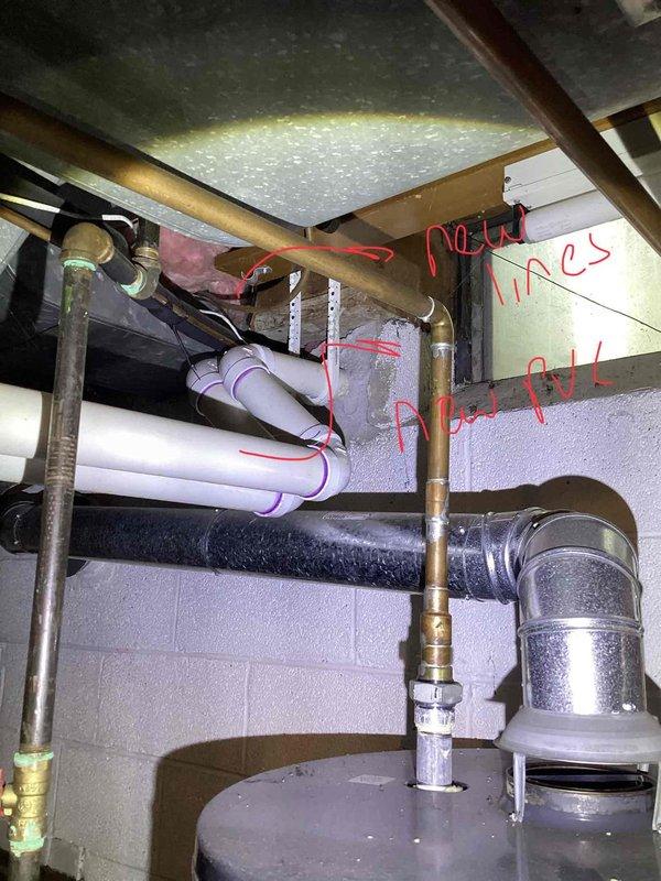 Completed air conditioning system estimate for Bryant equipment replacement due to complete refrigerant loss in existing unit under 5 years old. Inspected outdoor condenser unit positioned on concrete pad adjacent to residential structure and assessed basement-located air handler and coil assembly. Evaluated existing refrigerant line configuration including new and old line sets, reviewed HVAC infrastructure and plumbing connections in mechanical space, and documented equipment condition through photographic inspection. Advised property owner regarding necessary clearance of debris and animal waste around condenser unit perimeter prior to installation, and provided weather-dependent scheduling parameters for replacement service requiring minimum 65-degree ambient temperature conditions for proper system commissioning.