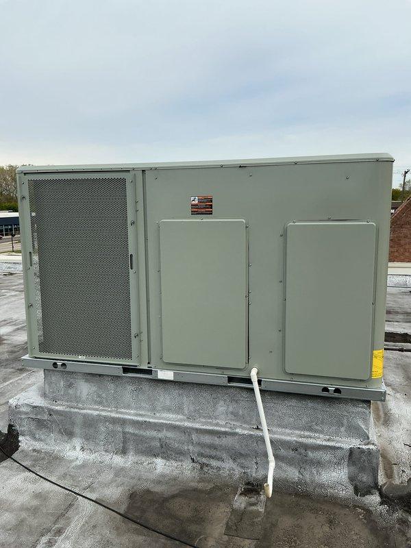 Completed spring maintenance on two rooftop HVAC units at commercial facility. Accessed units via extension ladder, performed comprehensive preventive maintenance inspection including filter replacement with pre-ordered filters, checked refrigerant levels, inspected electrical connections, cleaned condensers, and verified proper system operation. Both units operating within normal parameters upon completion.