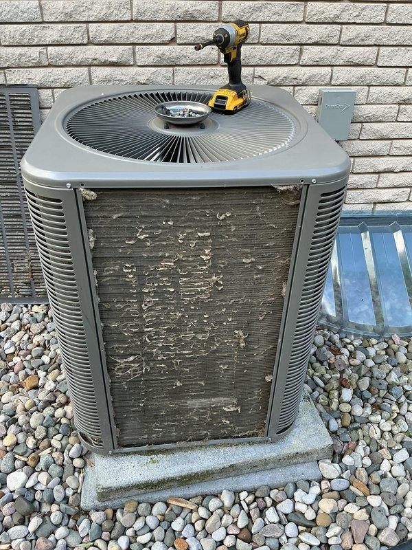 Performed scheduled maintenance on a 22kW Honeywell residential standby generator, 4 years old, as part of the Generator Maintenance Plan. Conducted comprehensive inspection of generator system including visual examination of exterior components, verification of operational status, and standard preventive maintenance procedures. Equipment confirmed to be in working condition prior to service. Documented existing cosmetic wear on associated outdoor HVAC equipment including rust staining and paint deterioration on condenser unit exterior panels, though this did not affect generator maintenance scope. Completed all required maintenance tasks per manufacturer specifications and plan requirements, with system verified operational upon completion.