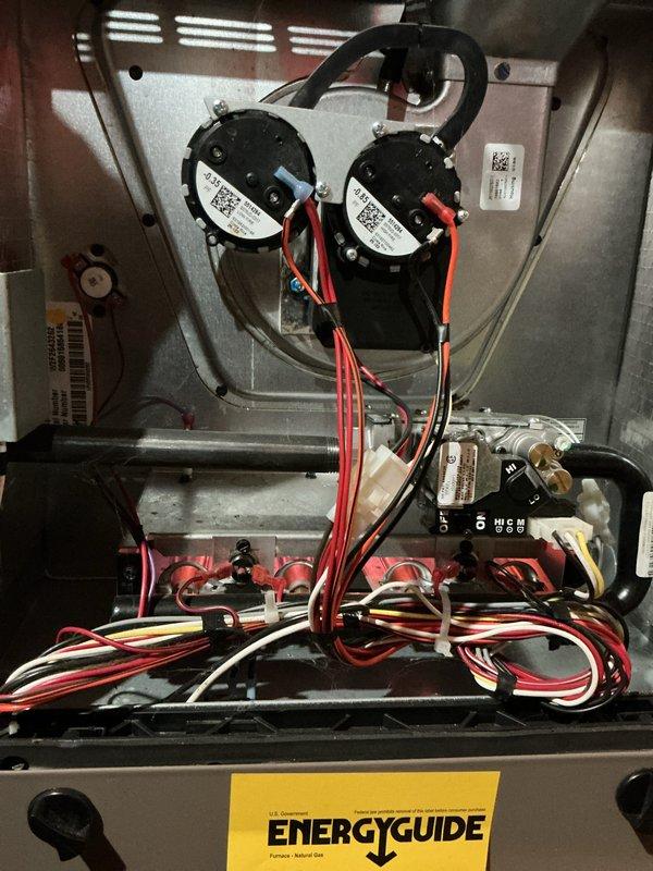 Responded to no heat call on 3-year-old furnace located in basement. Performed diagnostic testing using combustion analyzer, which revealed system was not operating. Inspected pressure switches, gas valve assembly, and electrical connections throughout the unit. Restored heat to the system, performed complete maintenance service including filter replacement and full system inspection. Also completed air conditioning system inspection and renewed maintenance plan as requested.