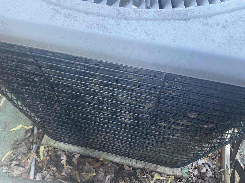 Completed comprehensive Gold AC inspection on 2024 model year outdoor condensing unit at single-family residence. System operational at time of service. Performed full visual inspection of exterior condensing unit, including examination of cabinet condition, condenser coil cleanliness, and refrigerant line insulation integrity. Noted minor debris accumulation around unit base and light dust buildup on condenser fins, typical for outdoor installation. All components functioning within normal parameters with no immediate service needs identified.