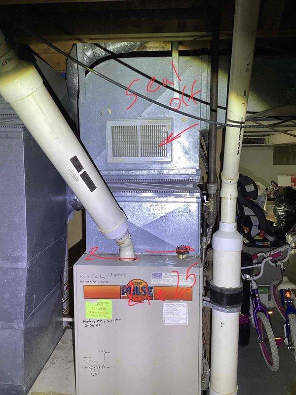 Completed free in-home estimate for replacement of existing HVAC system including fifteen-year-old Pulse brand furnace and central air conditioning unit, both located in basement. Assessed electrical panel capacity, existing ductwork configuration, and venting system with PVC combustion air intake/exhaust piping. Documented current equipment condition and provided replacement options for complete heating and cooling system upgrade.