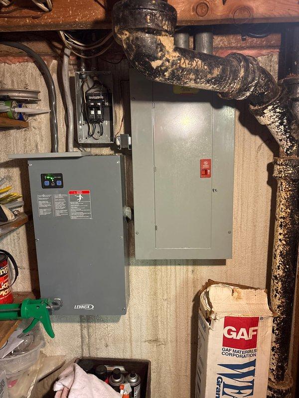 Completed routine AC tune-up maintenance with no issues identified during inspection. System operational with all electrical connections secure at breaker panel and control unit. Technician to return on scheduled date to perform generator maintenance inspection and verify disconnect per previous service notes.