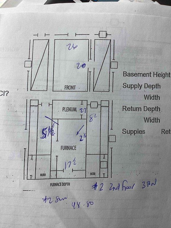 Provided estimates for replacement of two air conditioning systems serving a multi-level residence with basement-located furnaces. AC unit #2 (upstairs zone) diagnosed with airflow restrictions, refrigerant system restriction, and outdoor fan motor drawing excessive amperage at 55°F outdoor temperature, indicating potential compressor failure risk in warmer conditions. AC unit #1 experiencing inadequate airflow causing evaporator coil freezing. Both systems, over 10 years old, found with degraded capacitors affecting performance and reliability.