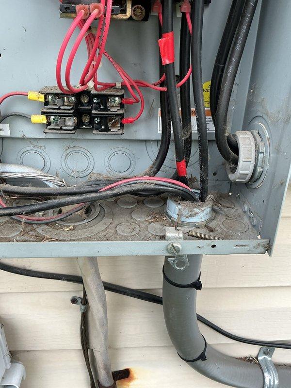 Responded to service call for a 15kW Briggs and Stratton generator that would not shut off properly. Performed diagnostic evaluation of the automatic transfer switch and generator control system. Inspected the control board, transfer switch contactors, and associated wiring connections within the transfer switch panel. Identified issue with the generator control circuit preventing proper shutdown sequence. Tested relay operation and control board functionality to isolate the malfunction. Documented existing conditions of the transfer switch panel and control board assembly with photos showing wiring configuration, contactor arrangement, and control board components for service records and potential parts ordering.