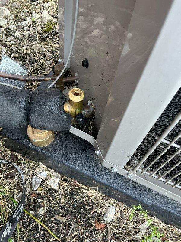 Completed prepaid maintenance inspection on 3-year-old residential air conditioning system. Performed comprehensive evaluation of outdoor condenser unit, including visual inspection of refrigerant service valves, copper line sets with insulation, electrical connections, and condenser coil condition. Unit found operating within normal parameters with all components properly secured and functioning. Documented equipment condition with photographic records for maintenance history.