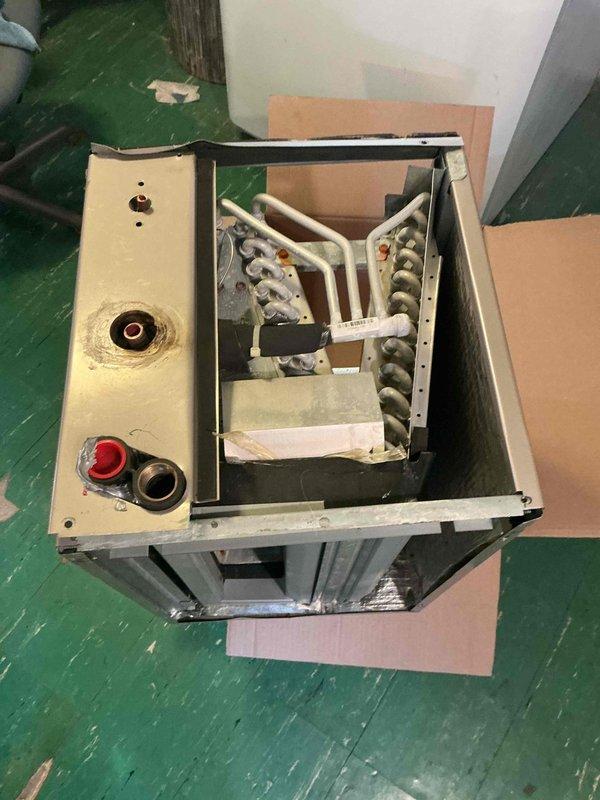 Successfully replaced a failed 2-ton evaporator coil assembly. Removed the existing coil from the air handler housing, disconnected refrigerant lines at the service valves, and installed the new evaporator coil with proper copper line connections. Evacuated and recharged the system with refrigerant, pressure tested all connections for leaks, verified proper operation of all electrical connections and controls, and confirmed system functionality with digital gauges showing appropriate operating pressures.