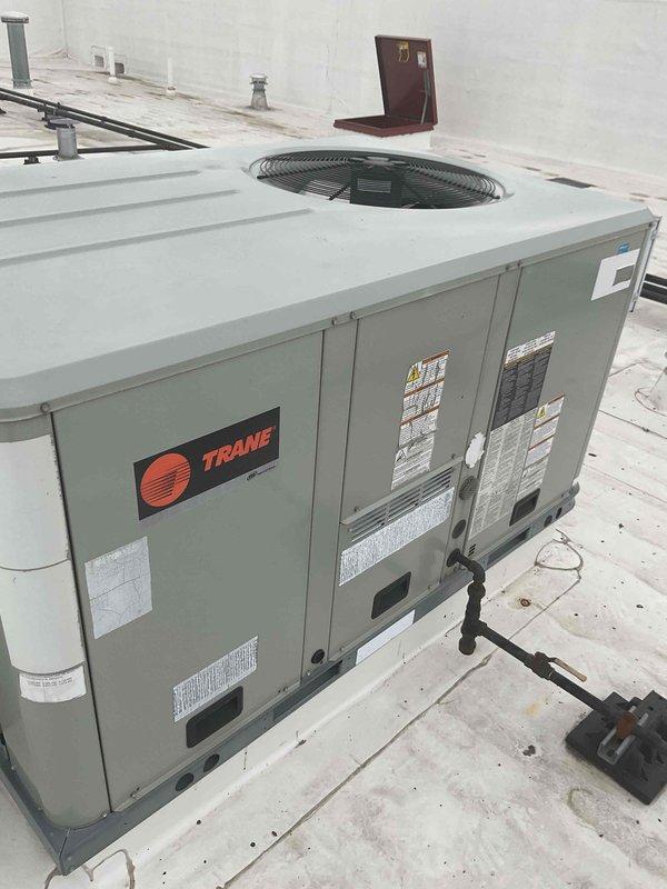 Performed scheduled HVAC maintenance on three commercial rooftop units per maintenance agreement. Replaced air filters on Trane RTU system, with filters supplied under existing purchase order. All units inspected and operating within normal parameters upon completion of preventive maintenance service.