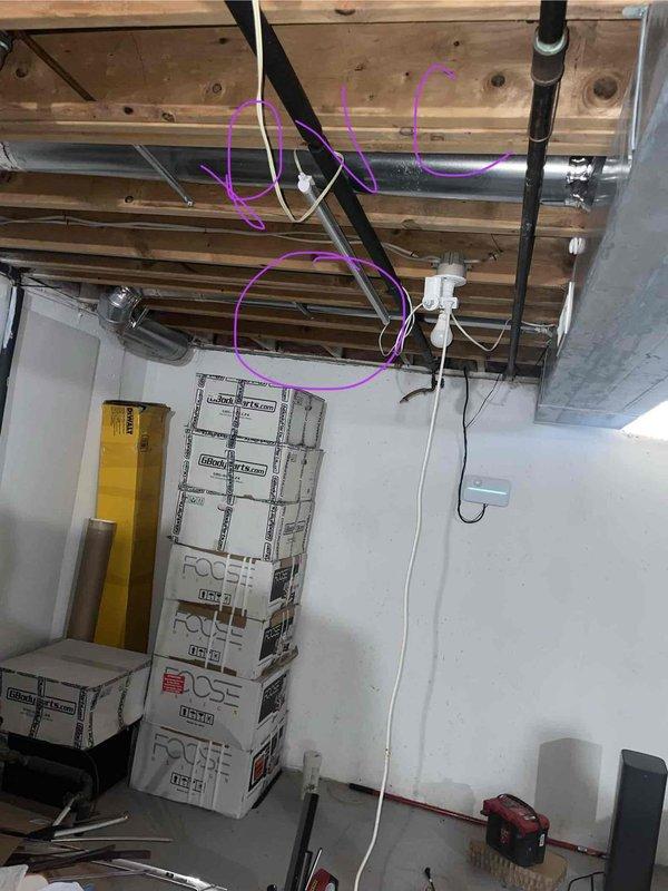 Conducted comprehensive site assessment for complete HVAC system replacement. Evaluated existing ductwork installation in basement mechanical room, documenting current system configuration including horizontal trunk lines, rigid metal transitions, and mounting hardware conditions. Photographed exposed ceiling joists, existing duct strapping, electrical panel locations, and available workspace for new equipment installation. Assessed structural support requirements and clearance specifications needed for proposed heating and cooling equipment. Provided detailed measurements and photographic documentation to prepare accurate full system replacement estimate.
