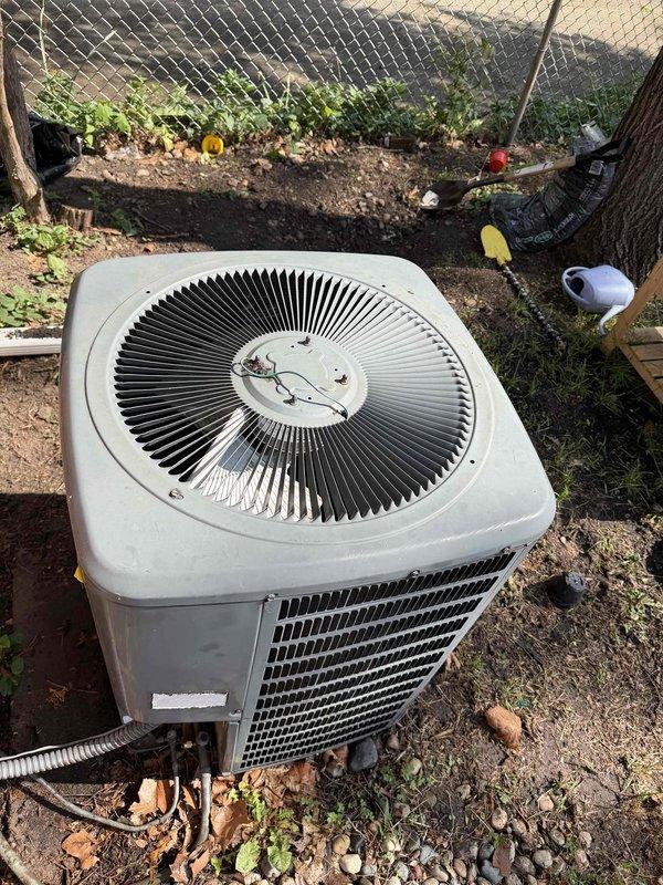 Responded to service call for central air conditioning system not adequately cooling the home, with Ecobee thermostat reporting a 4.8-degree temperature increase despite continuous cooling demand. Upon inspection, found severely clogged 16x25x1 air filter heavily loaded with dust and debris, significantly restricting airflow through the system. Replaced dirty air filter with new unit, inspected outdoor condenser unit for proper operation, and verified system returned to normal cooling capacity with adequate airflow restored throughout the home.