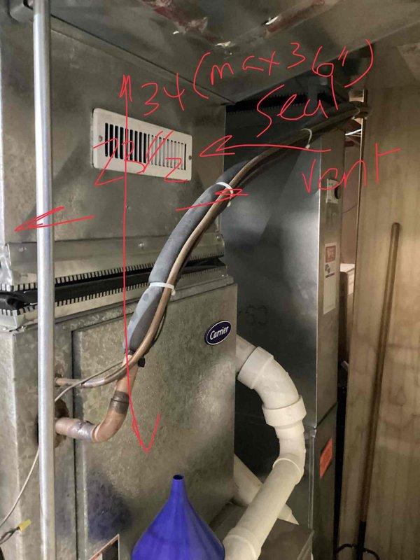 Provided estimate for complete HVAC system replacement in basement location, including air conditioning unit and natural gas furnace. Existing equipment is over 10 years old and non-operational. Assessment included evaluation of current Carrier furnace installation, electrical service panel capacity, condensate drainage system requiring sealing at connection points, and venting configuration to ensure proper system integration and code compliance for new equipment installation.