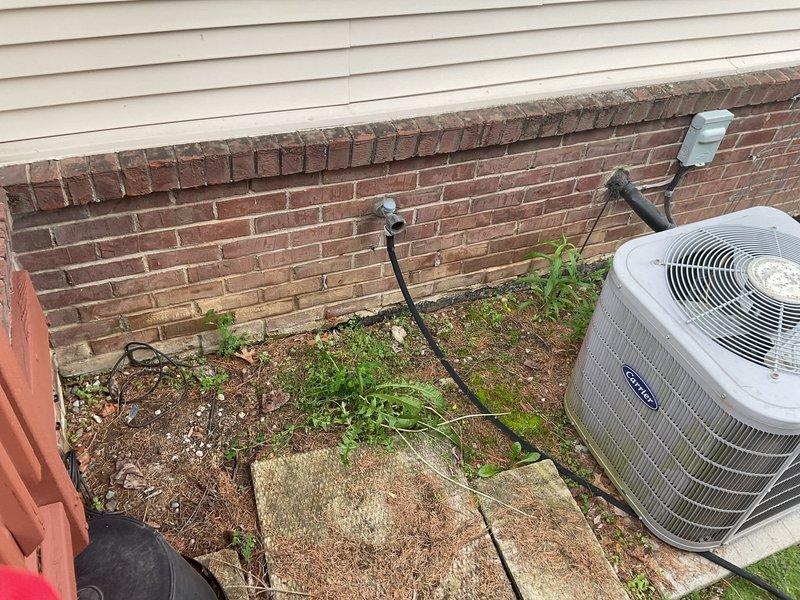 Responded to outdoor spigot that would not shut off using the exterior handle and required shutoff from inside the home. Inspected exterior hose bib located on side of residence near HVAC unit and traced supply line to interior shutoff valve in basement utility area. Determined that exterior valve stem assembly had failed, preventing proper closure at the outdoor handle. Replaced faulty hose bib with new frost-free sillcock, ensuring proper valve seat engagement and handle operation. Tested new installation for proper shutoff function at exterior handle and verified no leaks at connection points or through valve body. Restored full operational control of outdoor water supply from exterior location, eliminating need for interior shutoff access.