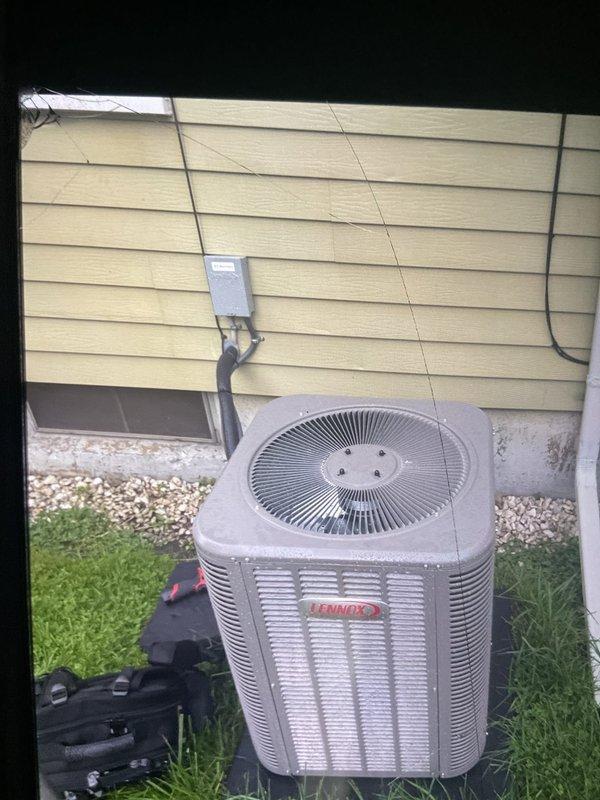 Responded to no-cooling complaint on 7-month-old Lennox CK40CT-24B-71 condensing unit. Upon arrival, confirmed indoor blower motor operational but outdoor condenser not energizing. Inspected outdoor unit and verified proper power supply at disconnect box. Diagnosed faulty contactor preventing compressor and condenser fan engagement. Replaced defective contactor, tested system operation, and confirmed proper cooling cycle restored. Unit operating within normal parameters upon departure, covered under manufacturer warranty.