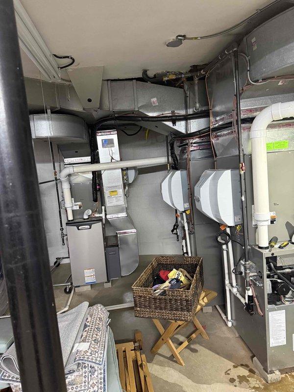 Responded to callback for non-operational heating system with thermostat issues on 2-year-old furnace located in basement. Upon arrival, verified that previous attempt to resolve issue by instructing occupant to use HOLD function on thermostat was unsuccessful. Conducted comprehensive diagnostic of heating system and all thermostats to determine root cause of failure. Inspected furnace operation, verified gas supply, checked electrical connections, and tested thermostat communication with HVAC equipment. Evaluated thermostat programming and configuration settings for proper heating mode operation. System remains non-operational at this time; further troubleshooting required to identify whether issue is thermostat-related, control board malfunction, or wiring problem between thermostats and furnace.