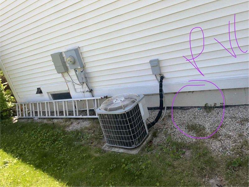 Provided comprehensive estimate for complete HVAC system replacement including air conditioning unit and natural gas furnace for 21-year-old equipment located in basement. The existing air conditioner has failed and the furnace has reached end of serviceable life. Assessment included evaluation of outdoor condenser unit on concrete pad with refrigerant lines and electrical disconnect, as well as basement furnace installation with PVC venting system routed through crawl space. Documented current equipment configuration, ductwork connections, and existing infrastructure to determine proper replacement specifications and installation requirements.