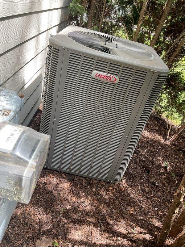 Completed comprehensive Gold AC inspection on 2024 Lennox air conditioning system with air handler located in basement. Performed full system evaluation including condenser unit examination, airflow assessment, and filter inspection. Unit operating properly with no deficiencies noted; all components functioning within normal parameters at time of inspection.