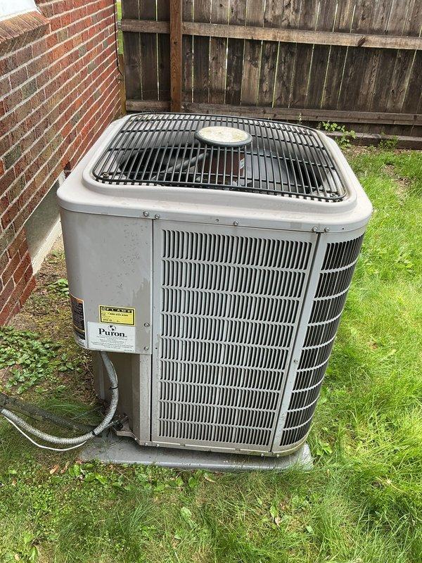 Completed Gold AC inspection on 10+ year old Payne air conditioning system with air handler located in basement. Performed comprehensive evaluation of outdoor condenser unit, verified proper operation of all components, checked refrigerant lines, and confirmed unit clearance and airflow were adequate. Additionally diagnosed thermostat humidifier pad alert issue to determine cause of persistent notification despite recent pad replacement.