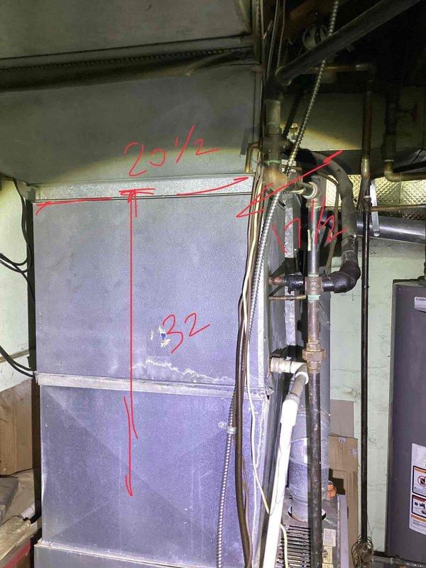 Provided comprehensive estimate for complete HVAC system replacement at residential property with no existing AC unit in place. Assessment included outdoor condenser location at exterior brick wall with overgrown vegetation requiring clearance, and basement-mounted air handler/furnace system utilizing natural gas fuel source. Customer expressed interest in financing options for the proposed equipment installation.