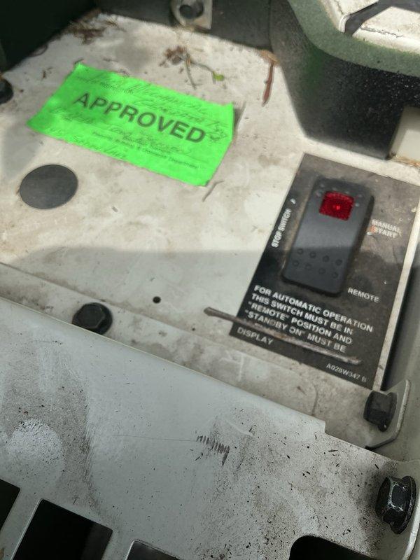 Responded to service call for 12-year-old Cummins Onan 20kW air-cooled generator that was not automatically starting during power outages, requiring manual intervention each time. Upon inspection, verified the automatic transfer switch and control panel operation. Found the control panel switch was not properly set to the "INITIATED AND STANDBY-ON MODE" position as required for automatic operation per manufacturer specifications. Adjusted the control switch to correct position to enable automatic start functionality. Verified remote display module was functioning properly with indicator lights operational. Tested system operation and confirmed generator now enters automatic standby mode as designed. Unit passed inspection and received approval tag. System restored to full automatic operation, eliminating the need for manual starting during power loss events.