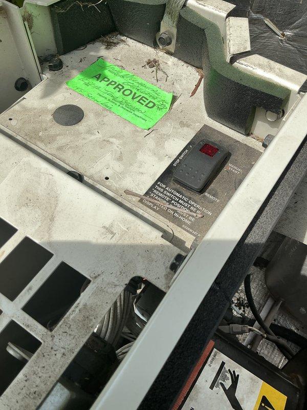Responded to service call for 12-year-old Cummins Onan 20kW air-cooled generator that was not automatically starting during power outages, requiring manual intervention each time. Upon inspection, verified the automatic transfer switch and control panel operation. Found the control panel switch was not properly set to the "INITIATED AND STANDBY-ON MODE" position as required for automatic operation per manufacturer specifications. Adjusted the control switch to correct position to enable automatic start functionality. Verified remote display module was functioning properly with indicator lights operational. Tested system operation and confirmed generator now enters automatic standby mode as designed. Unit passed inspection and received approval tag. System restored to full automatic operation, eliminating the need for manual starting during power loss events.