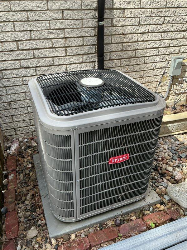 Completed comprehensive Gold AC Inspection on two residential cooling systems: a Lennox condenser unit and a Bryant condenser unit, both over 10 years old with outdoor air handler/coil configurations. Performed multi-point inspection including electrical connections, refrigerant levels, condenser coil cleaning, fan motor operation, and safety controls on both units. Identified need for air filter replacement and noted LED replacement bulbs to be provided for installation at follow-up visit.