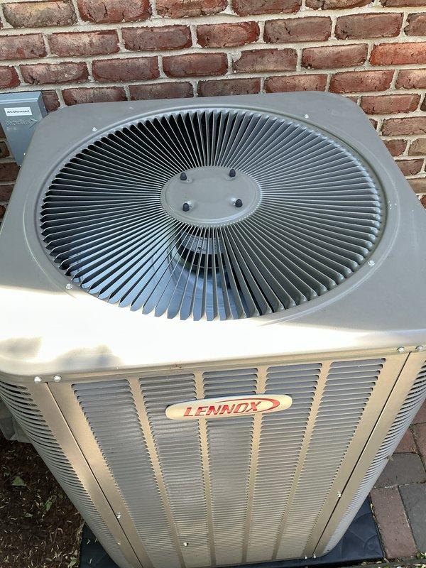 Completed comprehensive Gold Plan maintenance inspection on two-system HVAC setup. Performed thorough examination of Lennox outdoor condenser unit, verifying proper operation of fan motor, compressor, and electrical components. Inspected refrigerant levels, cleaned condenser coils, checked electrical connections, and tested capacitors. Verified proper airflow through louvered panels and assessed overall unit condition. Both systems found to be operating within manufacturer specifications with all components functioning properly. No immediate repairs required at this time.