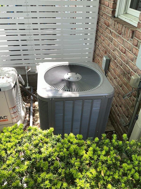 Completed comprehensive Gold Plan maintenance inspection on two-system HVAC setup. Performed thorough examination of Lennox outdoor condenser unit, verifying proper operation of fan motor, compressor, and electrical components. Inspected refrigerant levels, cleaned condenser coils, checked electrical connections, and tested capacitors. Verified proper airflow through louvered panels and assessed overall unit condition. Both systems found to be operating within manufacturer specifications with all components functioning properly. No immediate repairs required at this time.