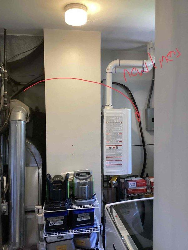 Completed HVAC estimate for system replacement at residential property. Assessment included evaluation of existing thermostat control system and mechanical room equipment configuration, including ductwork layout, water heater installation, and available utility space for new equipment placement. Documentation captured current system conditions to support replacement specifications and installation planning.
