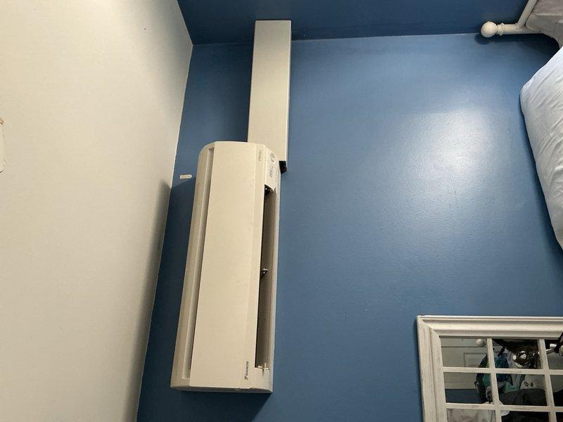 Responded to no cool call on 3-year-old ductless mini-split system located in basement. Upon arrival, confirmed unit was not producing conditioned air and conducted diagnostic evaluation requiring tall ladder access for potential refrigerant leak inspection. Performed thorough visual inspection of indoor air handler and refrigerant lines, checked electrical connections, and assessed system operation to determine root cause of cooling failure.
