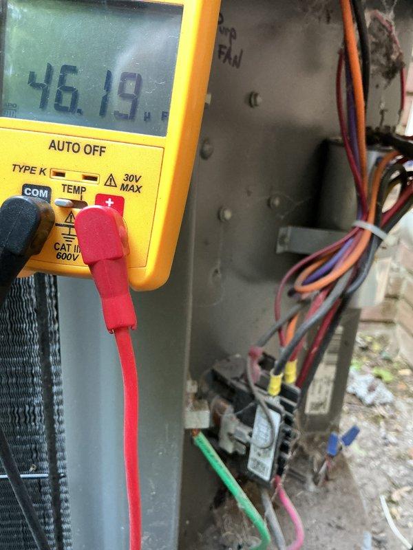 Completed comprehensive Gold AC Inspection on 10+ year old air conditioning system with outdoor condenser unit and basement components. Performed electrical diagnostics using digital multimeter to verify proper voltage and amperage readings, inspected all wiring connections and control circuits, examined outdoor condenser unit for proper operation including fan motor and compressor function, and assessed overall system performance. Unit showed age-related wear but operated within acceptable parameters; all safety checks passed and routine maintenance completed successfully to accommodate early morning scheduling requirement.