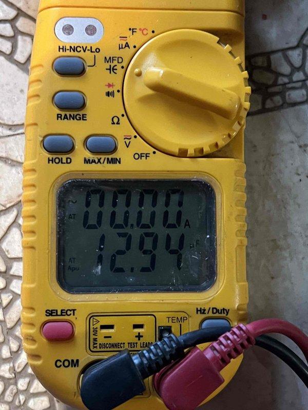 Completed cooling maintenance tune-up on 8-year-old residential air conditioning system. Upon arrival, customer reported unit not cooling completely despite system operation. Performed comprehensive AC tune-up including visual inspection of outdoor condenser unit, tested capacitor with digital multimeter which revealed faulty readings requiring replacement. Capacitor ordered and will be installed upon arrival to restore optimal system performance and cooling capacity.