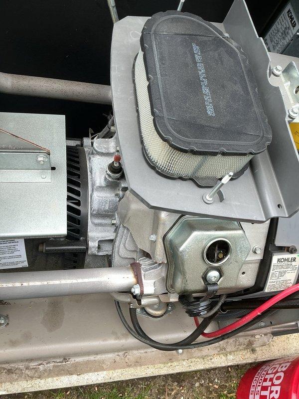 Completed scheduled preventive maintenance on Kohler 20kW standby generator model 90001. Performed comprehensive inspection of engine components including air filter assembly, fuel system connections, and electrical wiring. All systems checked and found operating within normal parameters, unit ready for service.