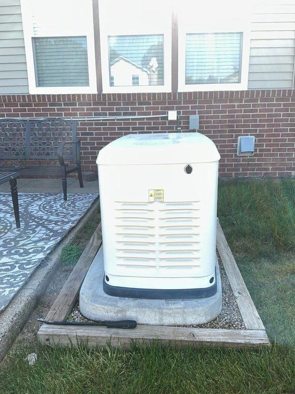 Leveled residential Generac standby generator that had settled unevenly on its concrete pad foundation. Adjusted unit positioning and verified proper mounting to ensure optimal operation, drainage, and longevity of the equipment.