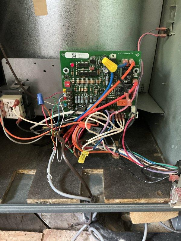 Performed comprehensive AC tune-up on 2-year-old outdoor unit with no reported issues. Conducted standard preventive maintenance including inspection of control board, electrical connections, and all wiring harnesses for proper termination and signs of wear. Verified blower motor operation, examined gas valve connections, checked capacitor condition, and inspected all PVC condensate lines and fittings for proper drainage. All components found in good working order with system operating within normal parameters.
