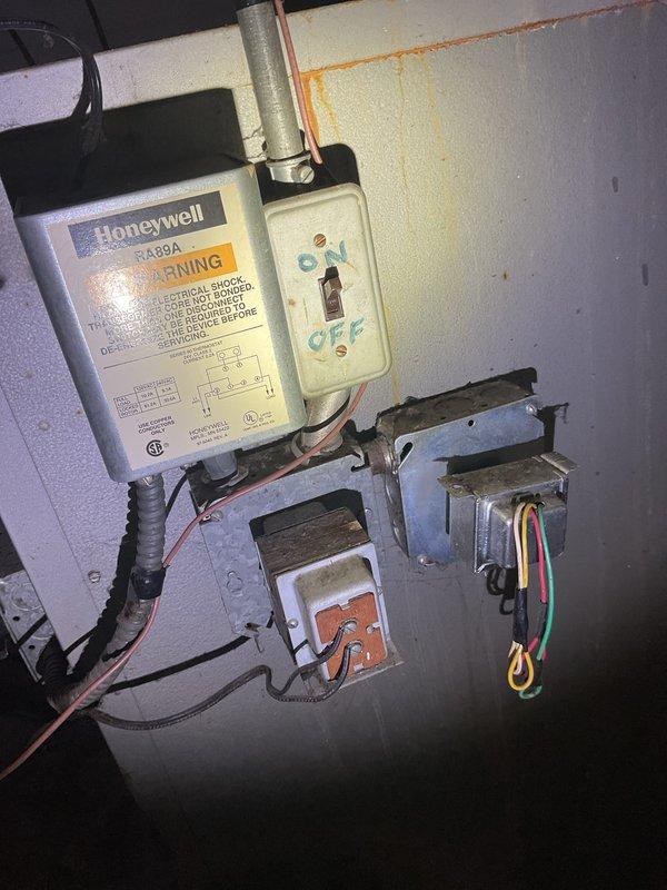 Completed scheduled furnace maintenance and heating system tune-up per customer request. System was operating properly upon arrival. Performed comprehensive inspection of HVAC control components including Honeywell RA89A control unit, electrical relays, and multiple transformers. Inspected multi-zone hydronic heating manifold system with individual zone valves and copper piping distribution. Verified proper operation of all zone controls, electrical connections, and associated wiring. All components found to be functioning within normal parameters with no immediate service needs identified.