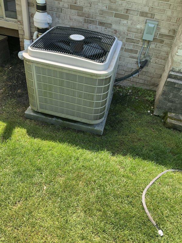 Completed annual Gold AC maintenance on a 9-year-old Bryant cooling system. Performed comprehensive tune-up including inspection of outdoor condenser unit, verified proper operation of all components, and replaced 20x25x4 MERV 11 air filter. System tested and confirmed operating properly with no issues found.