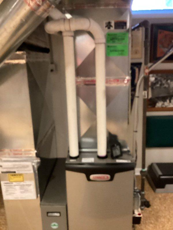 Conducted comprehensive evaluation of central air conditioning system experiencing inadequate cooling performance and confirmed refrigerant leak in the system. System was running with minimal cooling output and unable to maintain desired temperature after extended operation. Provided detailed estimate for complete HVAC system replacement including new air handler, furnace unit, refrigerant lines, condensate management components, and associated ductwork connections. Documented existing equipment configuration and installation requirements for proposed replacement system.