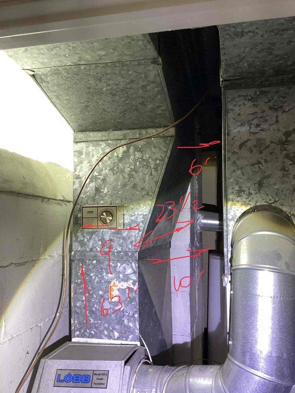 Provided comprehensive estimate for complete HVAC system replacement including air conditioning unit and natural gas furnace located in basement. Existing 10+ year old equipment currently operational but performing below optimal efficiency standards. Documented existing thermostat marked for replacement and inspected air handler components and ductwork configuration to determine proper equipment sizing and installation requirements for new system.