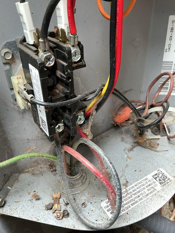 Responded to no-cool complaint on 5-year-old central air conditioning system. Upon inspection, determined outdoor fan motor was inoperative while compressor was running, resulting in inadequate heat rejection and reduced cooling capacity. Accessed outdoor unit control panel and diagnosed failed contactor preventing power delivery to condenser fan motor. Replaced defective contactor, verified proper electrical connections, and tested system operation. Unit now cooling properly with outdoor fan running at correct speed and full system functionality restored.