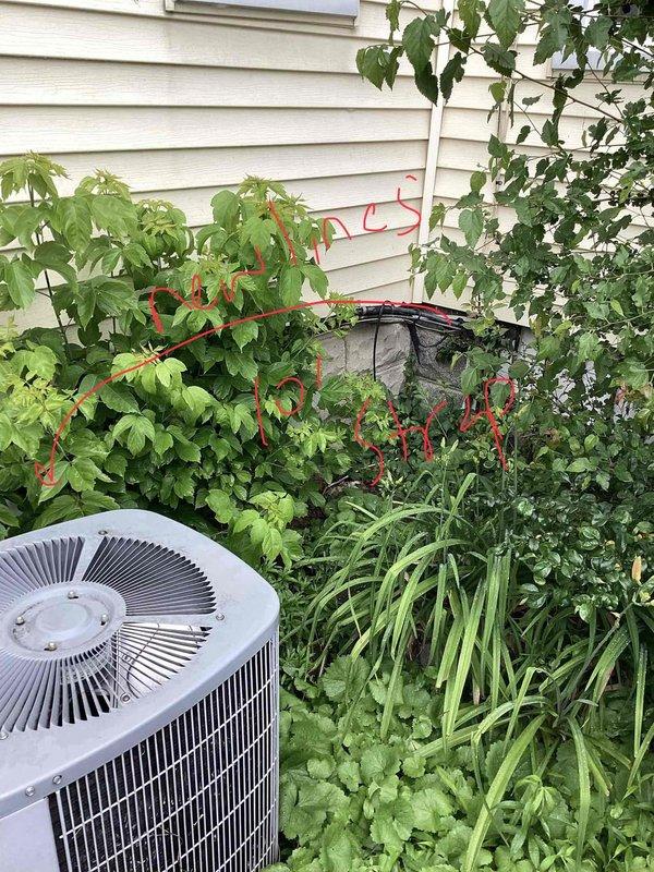 Performed comprehensive gold-level AC inspection on 30+ year old residential cooling system experiencing complete loss of cooling capacity, with indoor temperature rising from 70° setpoint to 78°. Evaluated outdoor condensing unit located at rear of property and basement-mounted air handler assembly. System diagnosed with low refrigerant charge on obsolete R-22 refrigerant, confirming age-related equipment failure. Documented equipment condition through photographic assessment and provided replacement estimate for aging HVAC system that has exceeded its expected service life.
